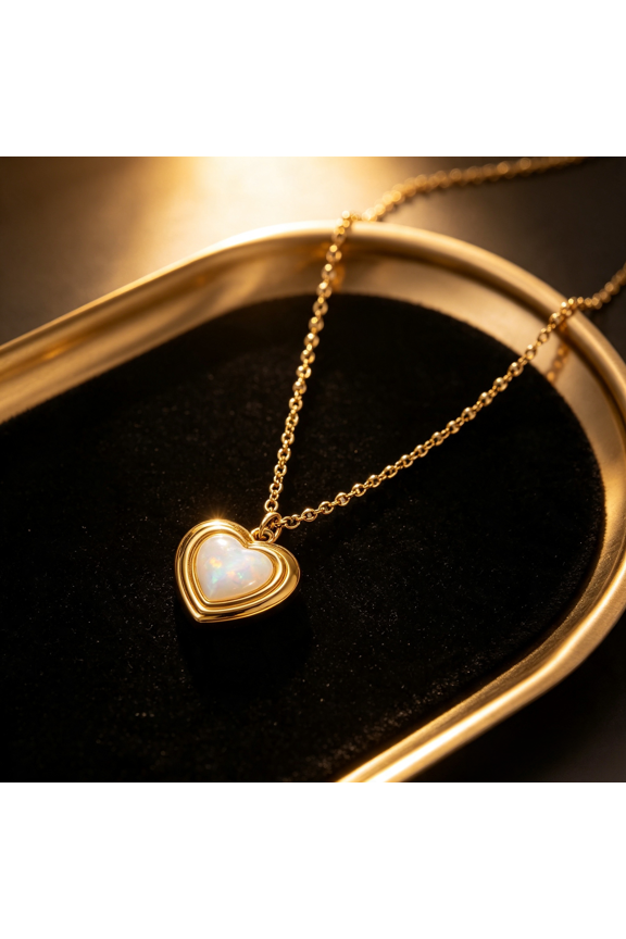 Heart Square Motif Pendant Necklace For Women, 14K Gold Filled Neat Silhouette Modest Contemporary Craft Jewelry