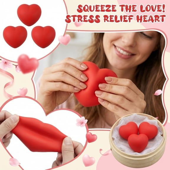 Heart Squishy,Decompression Squeezable Sensory Fidget for Stress Relief,Soft Squeeze Stress Ball,Quiet Stimming Tool for Adult Anxiety Love Fun and Daily Relaxation