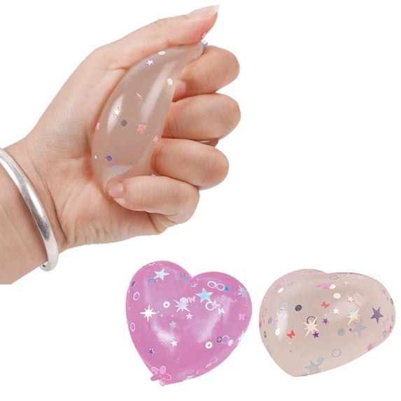 Heart Squishy toys, Fidget toys, Stress Relief toys, 3X4 in, Pink Base, Sun Activated Tint, Random Bonus Sphere, 1 Pc, Soft Balls for , Anxiety Relief Items Fidget