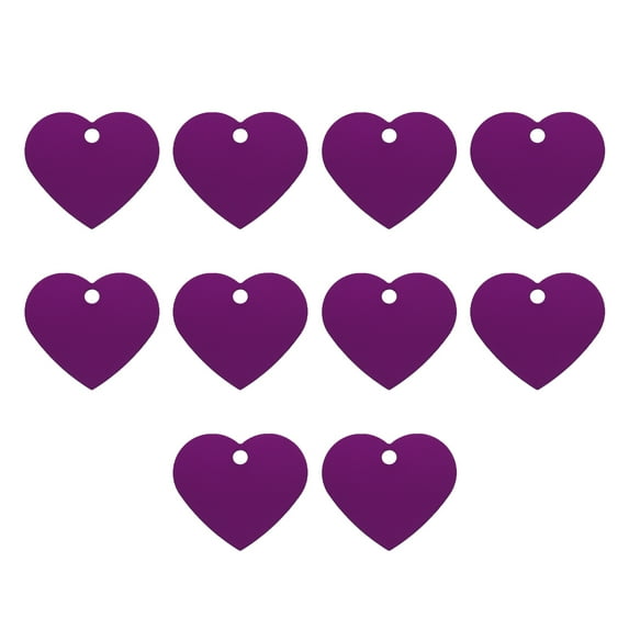 Heart Stamping Blank Tags, Aluminum Blank Dog ID Tag Purple Engraving Tag for Necklace Bracelet Making,10pcs
