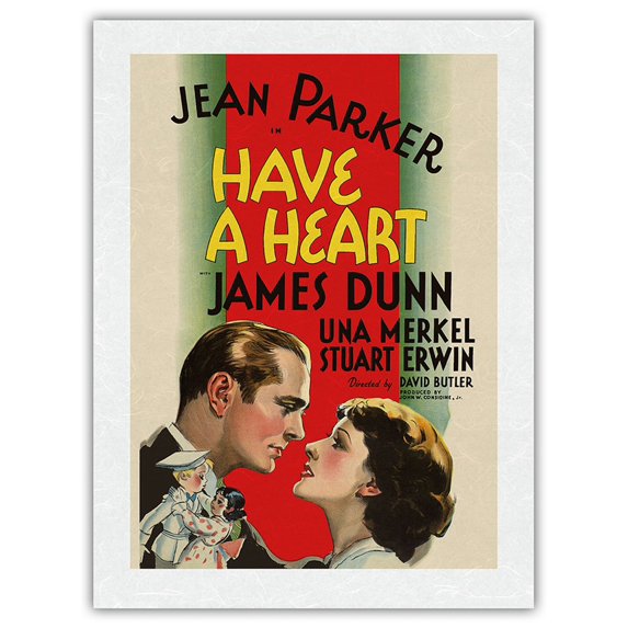 Have a Heart - Starring Jean Parker & James Dunn - Directed by David Butler - Vintage Film Movie Poster c.1935 - Japanese Unryu Rice Paper Art Print 24 x 32 in