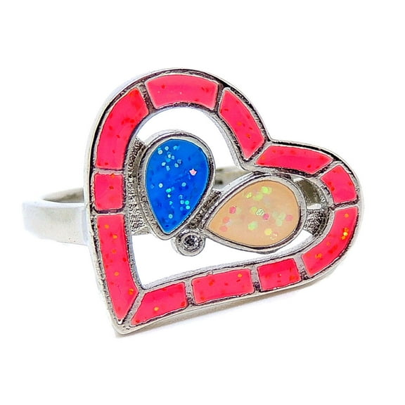 Heart Statement Ring Created Opal Multi Colored Ring Women Ginger Lyne Collection