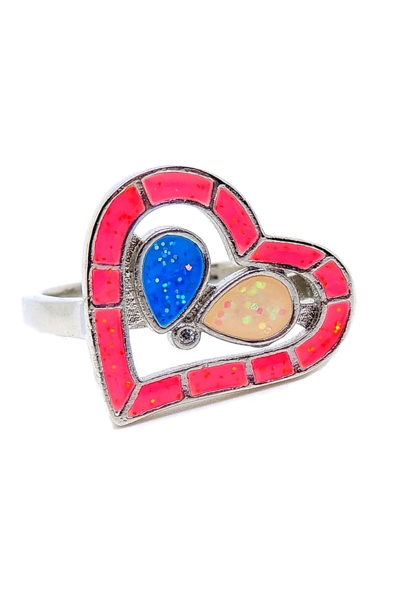 Heart Statement Ring Created Opal Multi Colored Ring Women Ginger Lyne Collection