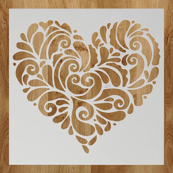 Heart Stencil for Painting - DIY Decorative Paint Stencil for Walls, Furniture, Crafts & Wood - Reusable Heart Pattern