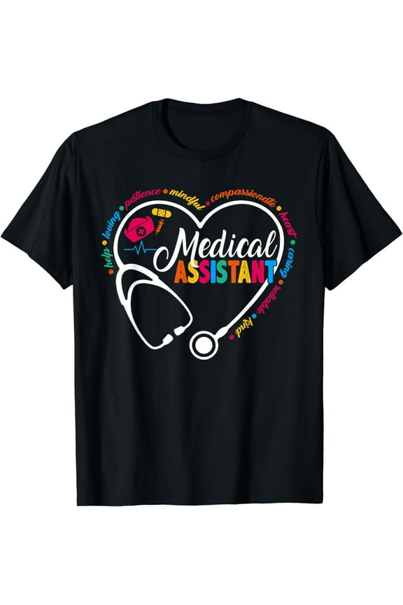 Heart Stethoscope Medical Assistant Shirts Funny Nurse T-Shirt