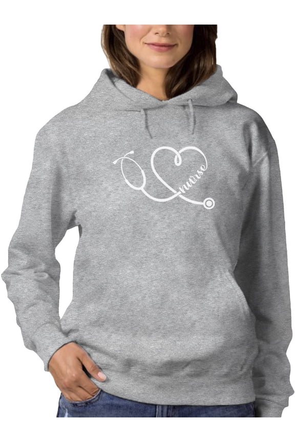 Heart Stethoscope Nurse Design Women Hoodie, Female Medium