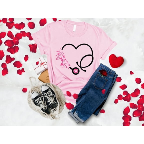 Heart Stethoscope Shirt, Valentine'S Day Heart Shirt, Valentine Nurse Tee, Medicine Student Vday Love , Valentines Day Nurse Shirt, Full Size S-5XL