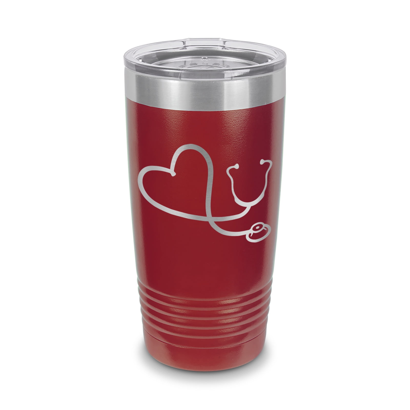 Heart Stethoscope Tumbler 20 oz Laser Engraved w/ Clear Lid