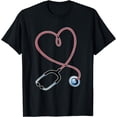 thumbnail image 1 of Heart Stethoscope Valentines Day Cute Nurse Nursing RN LPN T-Shirt, 1 of 4