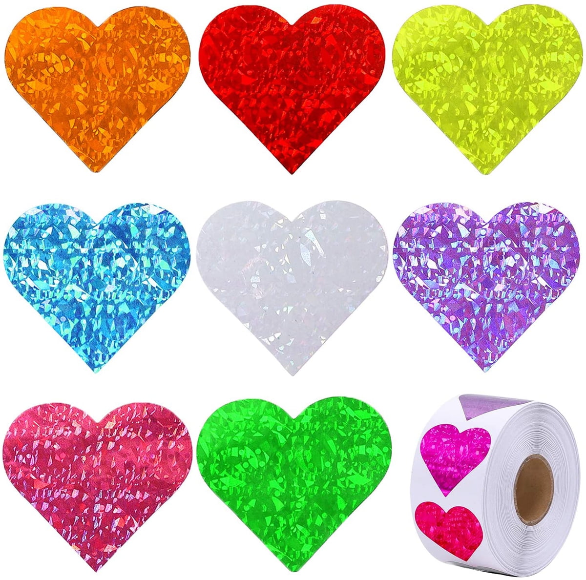 Royal Green Valentines Heart Stickers with Assorted Patterns