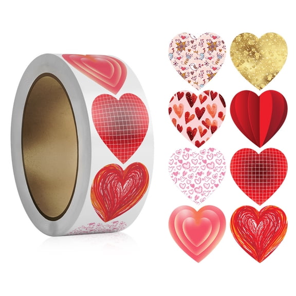 Heart Sticker Self-Adhesive 2.5cm Decorating Scrapbooking Easy to Use for Couples Students Craft Enthusiasts 500pcs/Roll