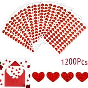 Heart Stickers,Tutuviw 1200Pcs Glitter Red Heart Sticker,Self-Adhesive Mini Heart Love Stickers Decorative,20 Sheets Permanent Love Labels for Reward Valentine's Day Envelopes Gift Box