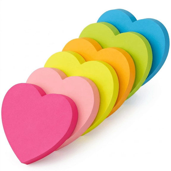 Heart Sticky Notes, Valentines Gifts Heart Shaped Post Notes Stickers, 6 Pads 480 Sheets for Women Galentines Party Favors, Teacher Must Have Desk Accessories for Classroom Office, Multicolor