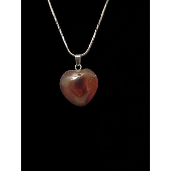 Heart Stone Pendant Necklace (Brown)
