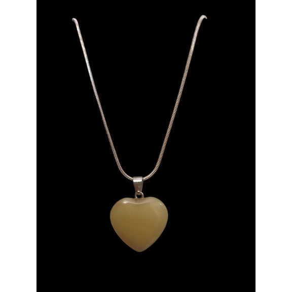 Heart Stone Pendant Necklace (Tan)