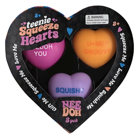 Heart Stress Toys Set of 3, Soft Squeeze Sensory Hearts, Small Giftable Stress Relief Toys for Adults