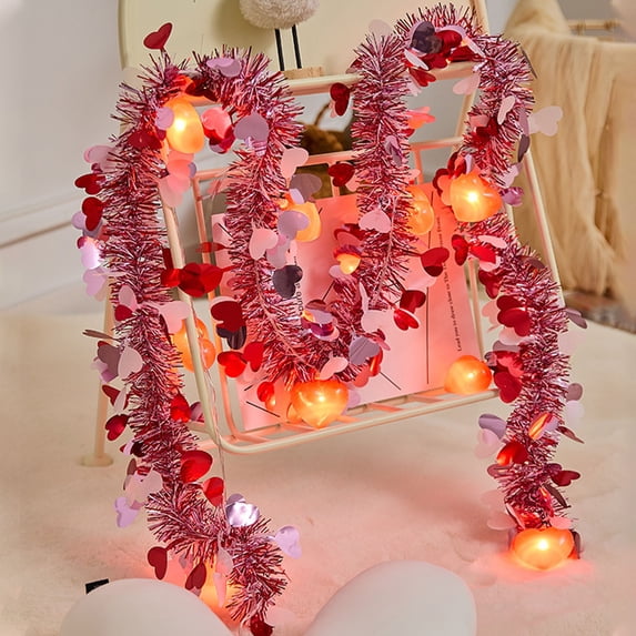 Heart String Lights, 12.8ft Valentine's Day Lights, Heart Shaped Fairy Lights for Indoor Fireplace Bedroom(A)