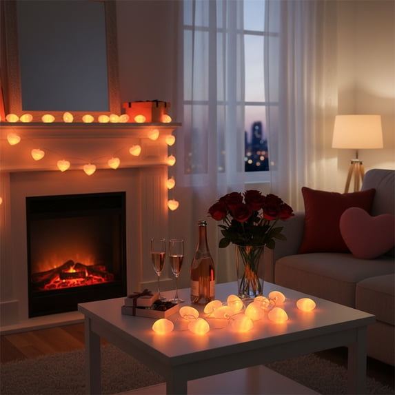 Heart String Lights Heart String Lights LED Heart Lights Pink Fairy Lights 6.6FT Romantic Lights Battery Powered String Lights for Room Decor Bedroom Lighting Party Decor Indoor Decorative Lights