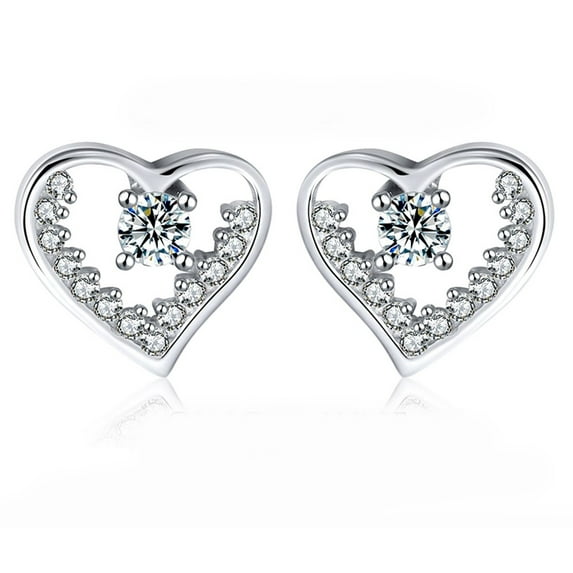 Heart Stud Earrings for Women Sterling Silver Cubic Zirconia Ginger Lyne Collection