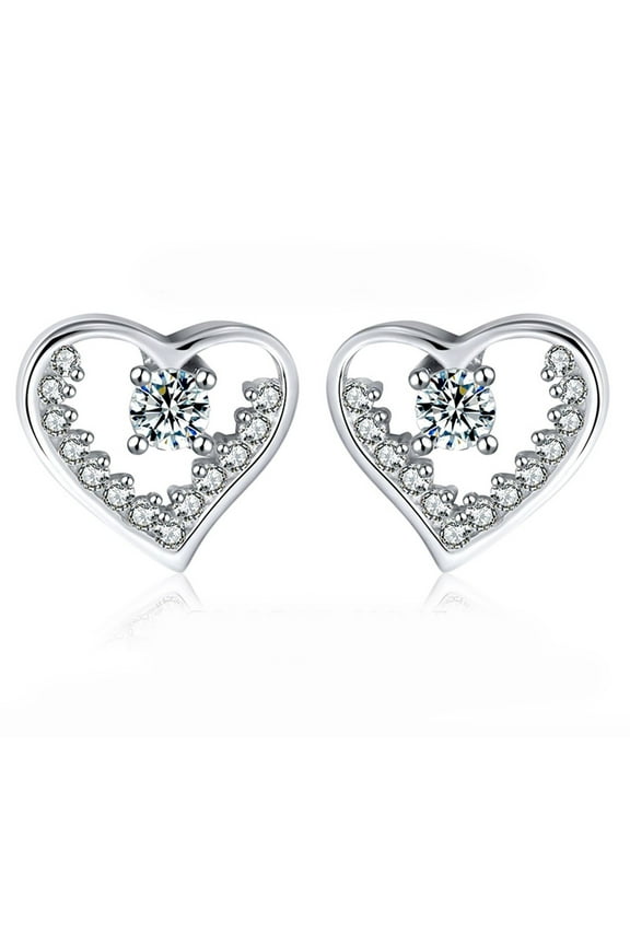 Heart Stud Earrings for Women Sterling Silver Cubic Zirconia Ginger Lyne Collection