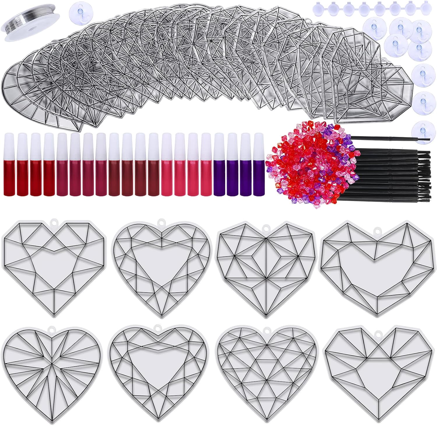 Heart Suncatchers Ornaments Decorations DIY Window Paint Art Stickers Craft Kit