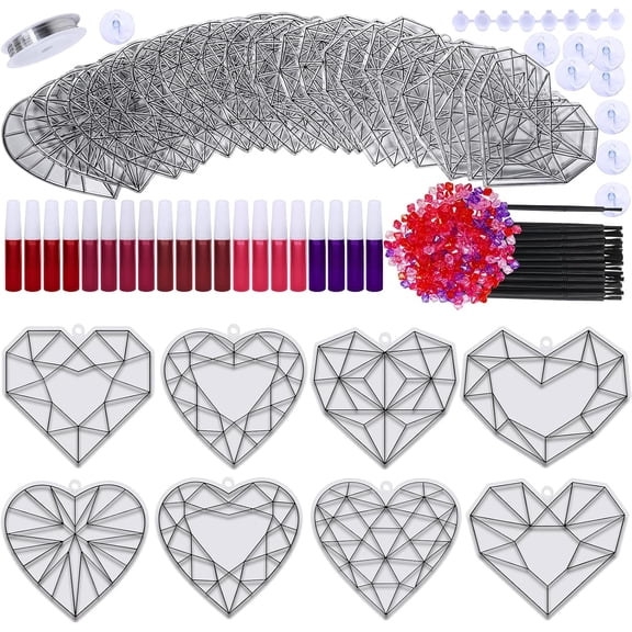 Heart Suncatchers Ornaments Decorations DIY Window Paint Art Stickers Craft Kit
