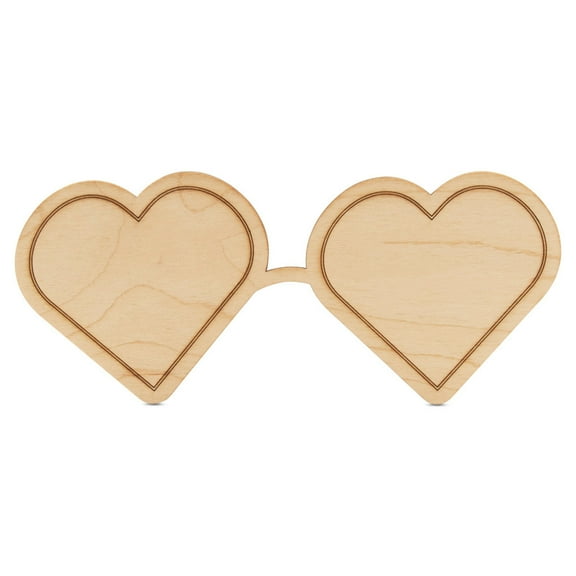 Heart Sunglasses Wood Cutouts 12-inch, 1/8 inch Thick, Pack of 2 Summer/Valentines Crafts for Gifts and Girls® D®cor, by Woodpeckers