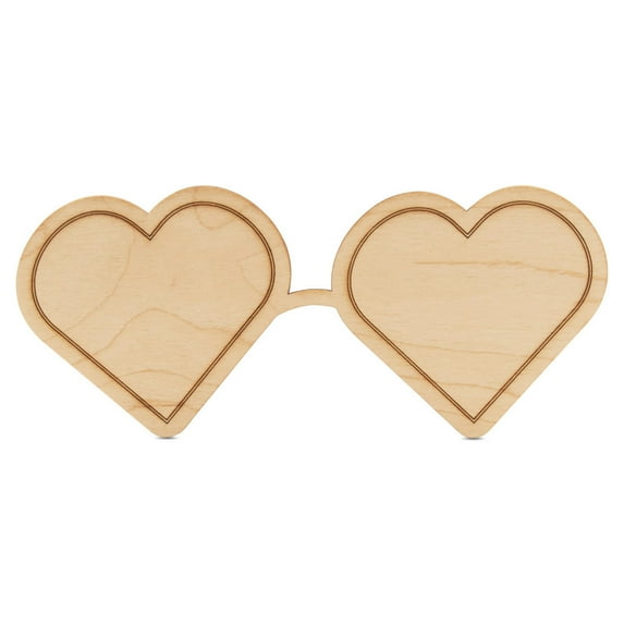 Heart Sunglasses Wood Cutouts 2-inch, 1/8 inch Thick, Pack of 25 Summer/Valentines Crafts for Gifts and Girls® D®cor, by Woodpeckers