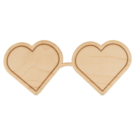 Heart Sunglasses Wood Cutouts 6-inch, 1/8 inch Thick, Pack of 25 Summer/Valentines Crafts for Gifts and Girls® D®cor, by Woodpeckers