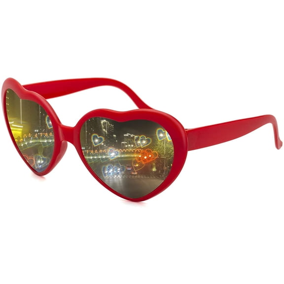 Heart Sunglasses for Women Men Festival Party Rave Light Changing Heart Effect Diffraction Glasses UV400 Protection