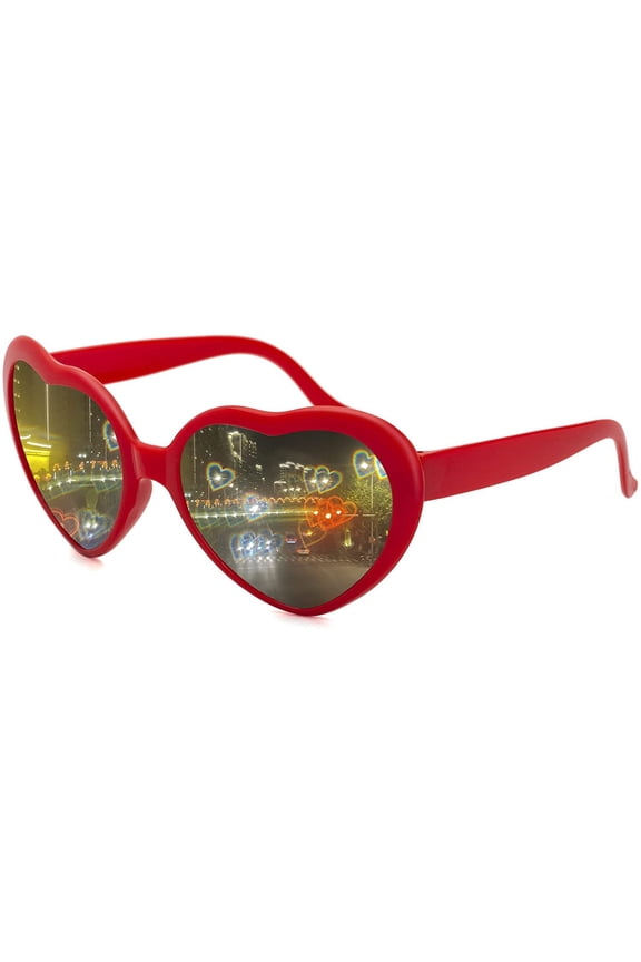 Heart Sunglasses for Women Men Festival Party Rave Light Changing Heart Effect Diffraction Glasses UV400 Protection