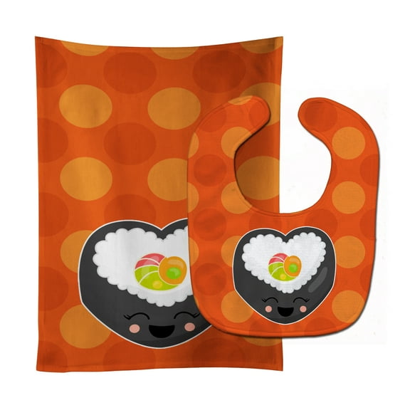 Heart Sushi Roll with Face Baby Bib & Burp Cloth