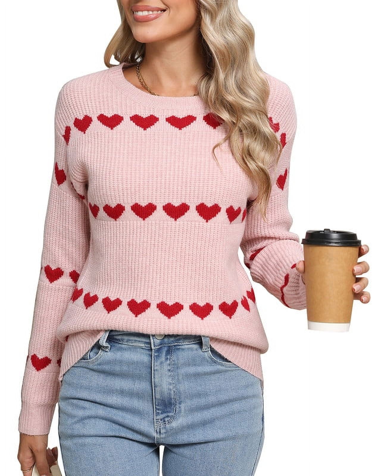 Heart Sweater for Women 2024 Valentine's Day Cute Crewneck Sweaters ...