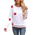 thumbnail image 1 of Fall Sweaters for Women 2026 Scalloped Crewneck Pullover Sweaters Lightweight Heart Knit Sweater Tops Shermie, 1 of 9