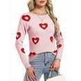 thumbnail image 1 of Heart Sweaters for Women Knit Warm Pullover Sweater Cute Heart Printed Valentine's Day Sweater Shermie, 1 of 9