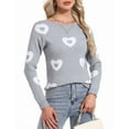 thumbnail image 1 of Heart Sweaters for Women Knit Warm Pullover Sweater Cute Heart Printed Valentine's Day Sweater Shermie, 1 of 8