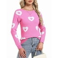 thumbnail image 1 of Heart Sweaters for Women Knit Warm Pullover Sweater Cute Heart Printed Valentine's Day Sweater Shermie, 1 of 9