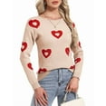 thumbnail image 1 of Heart Sweaters for Women Knit Warm Pullover Sweater Cute Heart Printed Valentine's Day Sweater Shermie, 1 of 8