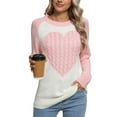 thumbnail image 1 of Heart Sweaters for Women Valentine's Day Color Block Splicing Casual Loose Cute Pullover Sweater Shermie, 1 of 6