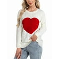 thumbnail image 1 of Heart Sweaters for Women Valentine's Day Fleece Heart Patch Cable Knit Pullover Sweater Shermie, 1 of 8