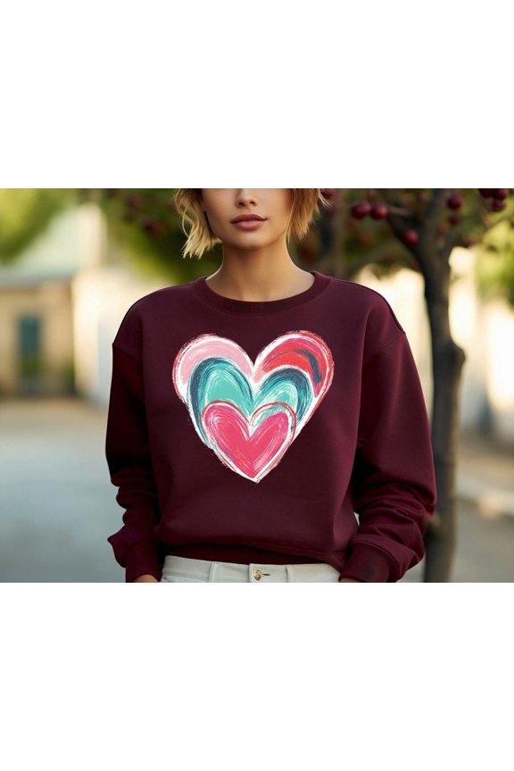 Heart Sweatshirt, Brushstroke Heart, Valentines Day Sweatshirt, Valentines Day Tee, Girls Valentine Shirt, Heart Xoxo Sweatshirt Tshirt All Size S-5XL