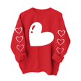thumbnail image 1 of Heart Sweatshirt Womens Long Sleeve Pullover Shirt Crewneck Trendy Cute Tops Holiday Valentines Day Outfits, M Red, 1 of 5