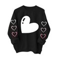 thumbnail image 1 of Heart Sweatshirt Womens Long Sleeve Pullover Shirt Crewneck Trendy Cute Tops Holiday Valentines Day Outfits, XL Black, 1 of 5