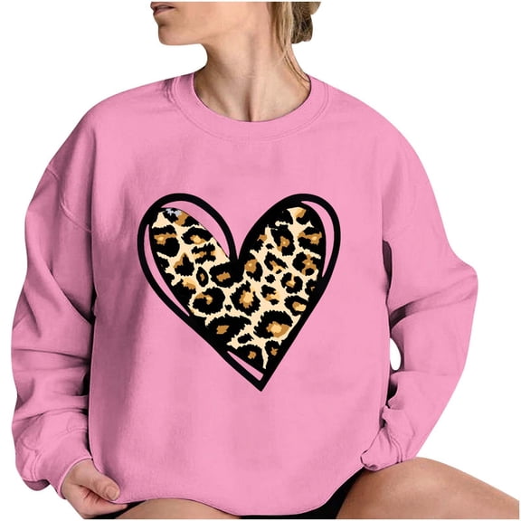 Heart Sweatshirt Womens Valentines Day Outfits Long Sleeve Pullover Shirt Crewneck Trendy Cute Tops, S Pink