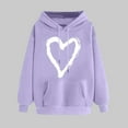 thumbnail image 1 of Heart Sweatshirts For Women Valentine's Day Hoodie Casual Long Sleeve Love Heart Printed Graphic Pullover Sweatshirts Tops Purple XL, 1 of 5