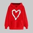 thumbnail image 1 of Heart Sweatshirts For Women Valentine's Day Hoodie Casual Long Sleeve Love Heart Printed Graphic Pullover Sweatshirts Tops Red L, 1 of 5