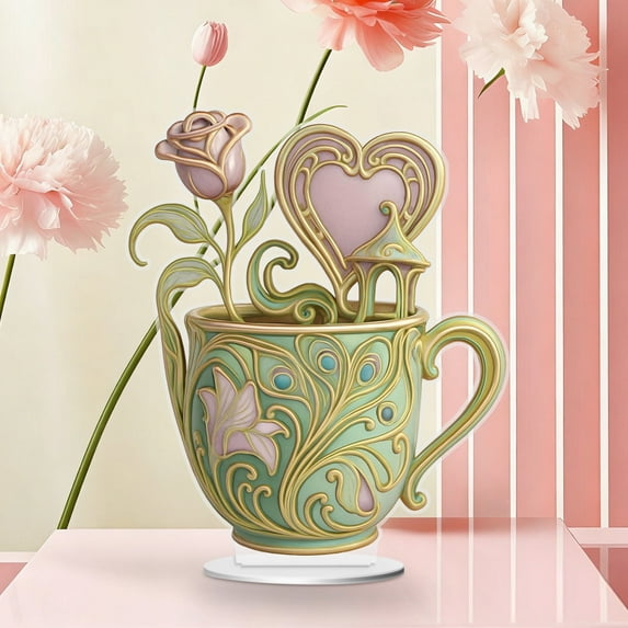 Heart Table Decor, Acrylic Sign Happy Valentine's Tabletop Centerpiece Decorations for Tables