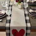 thumbnail image 1 of Heart Table Runner Valentine's Day Restaurant Living Room Tabletop Decoration Wedding Anniversary Ambience Decor Flax Fabric Four Sizes for Dining Table Coffee Table, 1 of 5