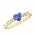 thumbnail image 1 of Rosec Jewels Natural Tanzanite Heart Shaped Engagement Ring - Tanzanite Diamond Ring - AAA Quality - with Jewelry Box, 14K Yellow Gold, US 3.50, 1 of 8