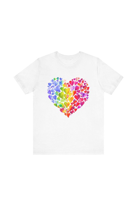 Heart Tee - Rainbow Colored Hearts Spread Love Unisex Jersey Short Sleeve Tee